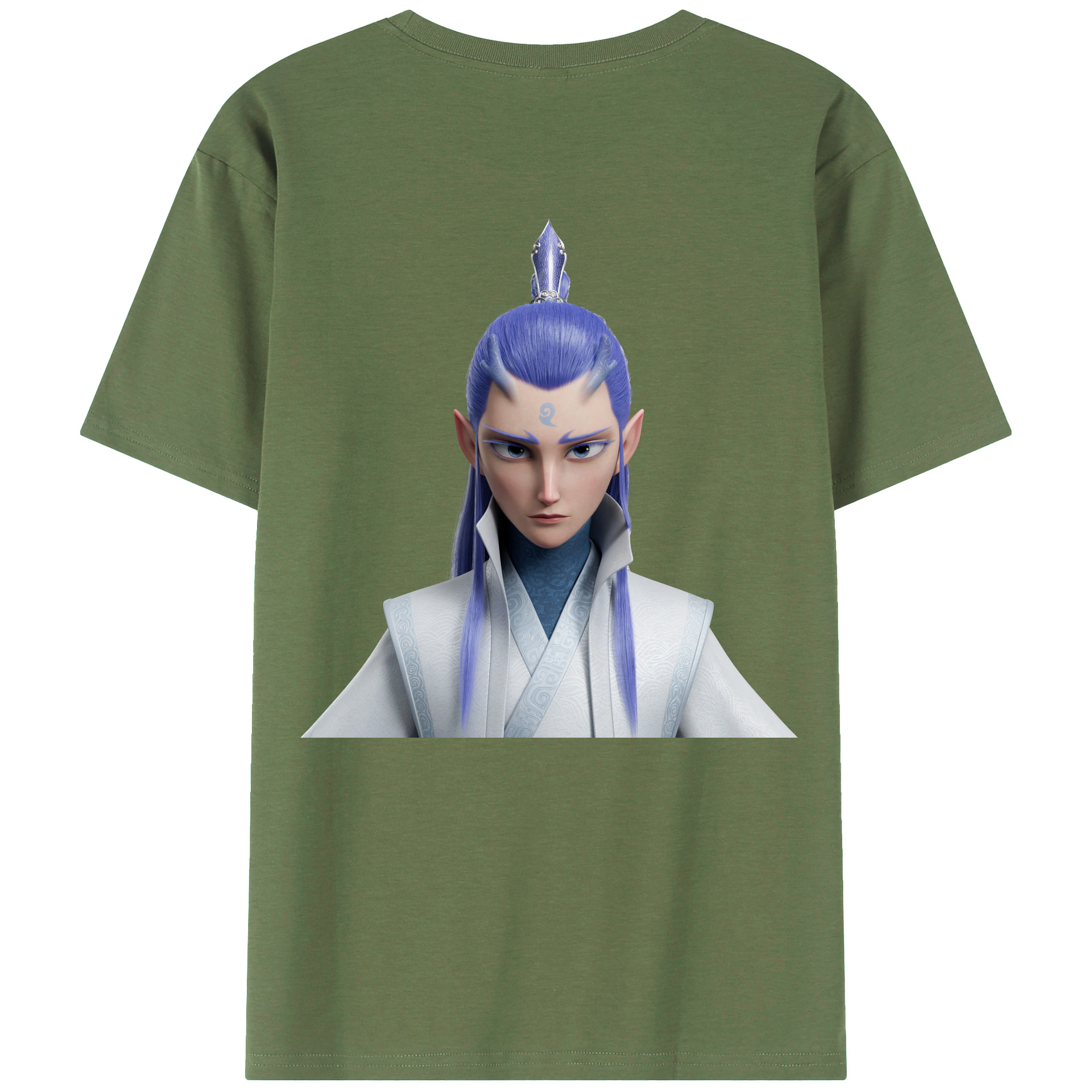 （画像用） Ne Zha 2 ナタ 魔童の大暴れ 綿100％ メンズ半袖Tシャツ（バックプリント） 通気性